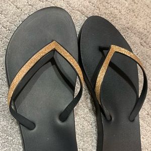 Black flip flops